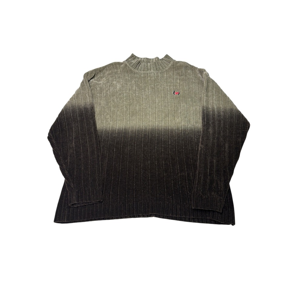 Phat Farm Mens‎ Chenille Ombre Sweater Mock Neck Ribbed Olive Brown Large